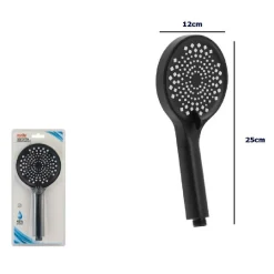 DOCCETTA SOFFIONE DOCCIA REGOLABILE MODERNO 25 X 12 CM 87132 ROTONDO BAGNO NERA