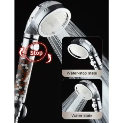 DOCCETTA SOFFIONE DOCCIA BAGNO CON FILTRO PULSANTE DOCCINO PER IDROTERAPIA 87541