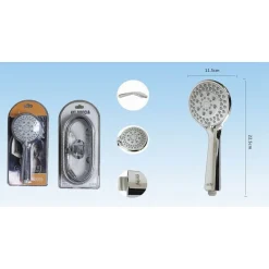 DOCCETTA SOFFIONE MULTIGETTO TELEFONO DOCCIA BAGNO TUBO 1,8MT SUPPORTO MURO 52050