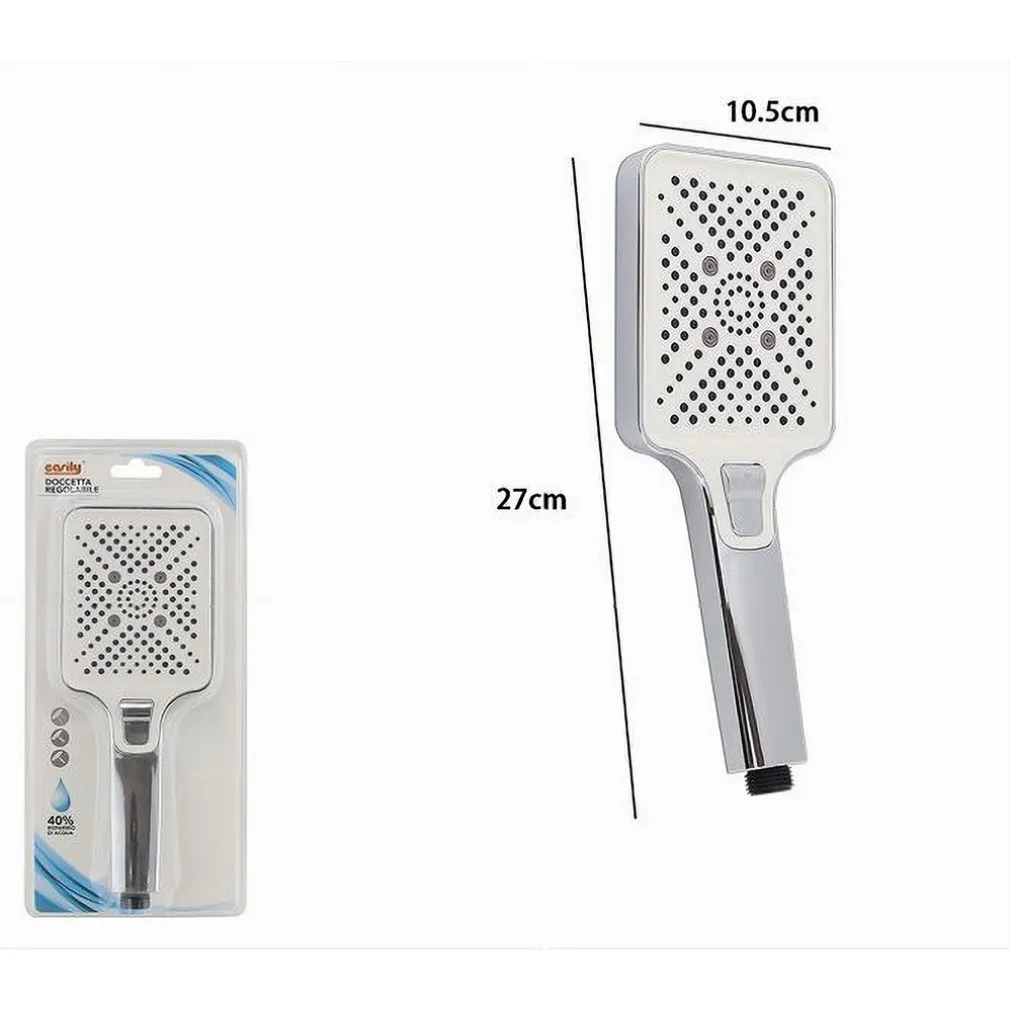 DOCCETTA SOFFIONE MULTIGETTO PULSANTE DOCCIA SILVER RETTANGOLARE 10.5X27CM 87537