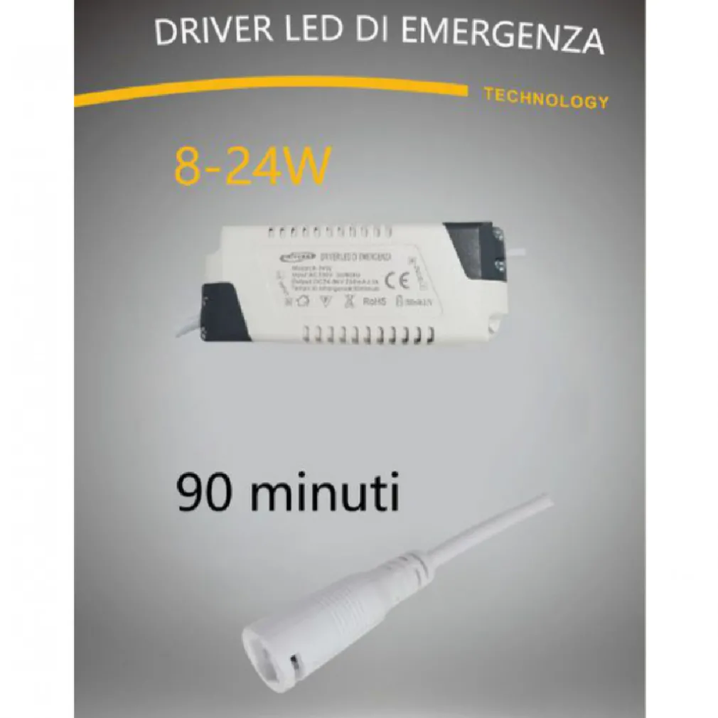 DRIVER LED PER LUCI EMERGENZA ALIMENTATORE TRASFORMATORE PANNELLI LED IP30 8-24W