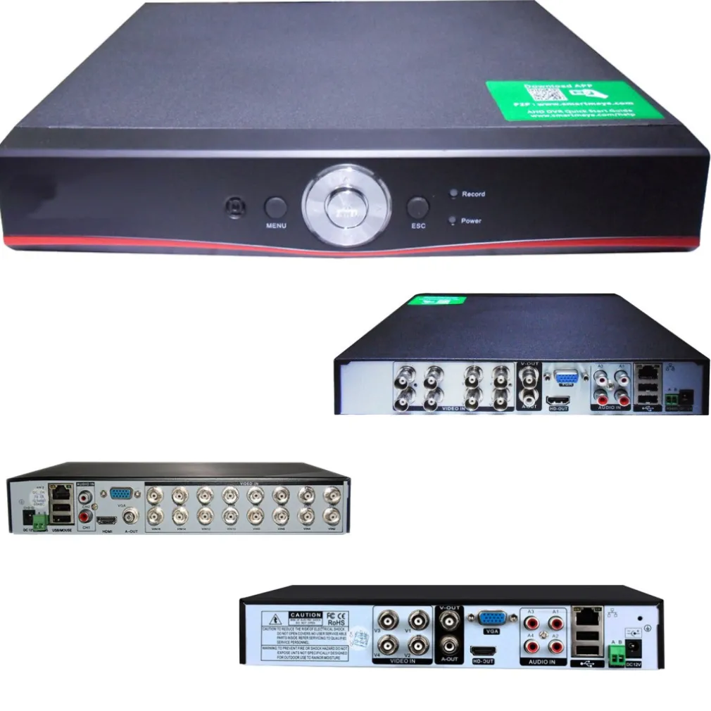 DVR NVR AHD VIDEOSORVEGLIANZA HDMI VGA LAN 4 8 16 CH H264 LAN ONVIF P2P A/V 960H
