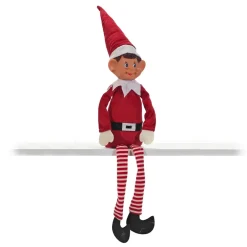 ELFO DI NATALE DISPETTOSO BIRICHINO PUPAZZO NATALIZIO MORBIDO IN POLIESTERE SNODABILE