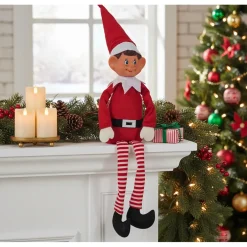 ELFO DI NATALE DISPETTOSO BIRICHINO PUPAZZO NATALIZIO MORBIDO IN POLIESTERE SNODABILE