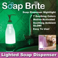 EROGATORE SAPONE BOTTIGLIA MANI SOAP BRITE SENSORE DISPENSER NOTTURNA LED LUCE