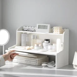 ESPOSITORE DA TAVOLO IN LEGNO SCAFFALE MULTISTRATO PER COSMETICI ORGANIZZATORE