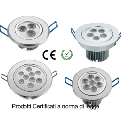 FARETTO A LED DA INCASSO LUCE CALDA O FREDDA PER CONTROSOFFITTE IN CARTONGESSO