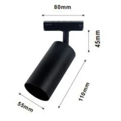 FARETTO FARO A CILINDRO ATTACCO GU10 PER BINARIO TRACK NERO IP20 DA INTERNI 00724