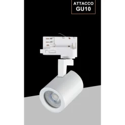 FARETTO LAMPADA PORTAFARETTO PER BINARIO TRIFASE DIREZIONABILE ATTACCO GU10 IP20 TR8801