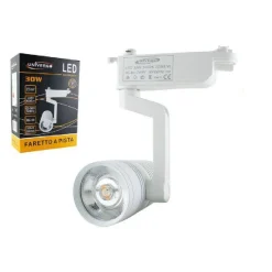 FARETTO LED BINARIO BIANCO LAMPADA PISTA 30W LUCE CALDA FREDDA NATURALE F-30W8A