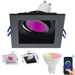 FARETTO LED INCASSO QUADRATO SMART ALEXA GOOGLE LAMPADA GU10 5W WIFI RGB CCT 9CM