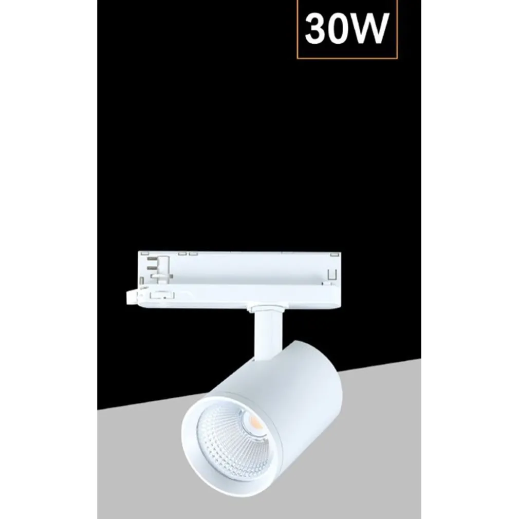 FARETTO LED PER BINARIO TRIFASE 30W LAMPADA ORIENTABILE LUCE NATURALE CALDA IP20 GD19C20