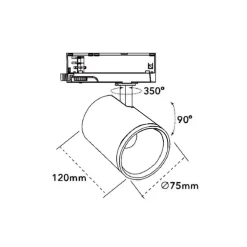 FARETTO LED PER BINARIO TRIFASE 30W LAMPADA ORIENTABILE LUCE NATURALE CALDA IP20 GD19C20