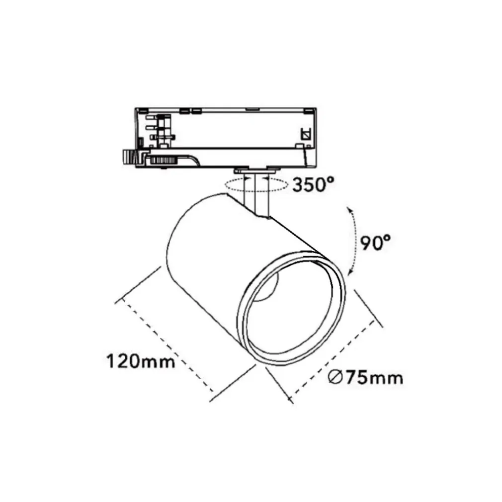 FARETTO LED PER BINARIO TRIFASE 30W LAMPADA ORIENTABILE LUCE NATURALE CALDA IP20 GD19C20