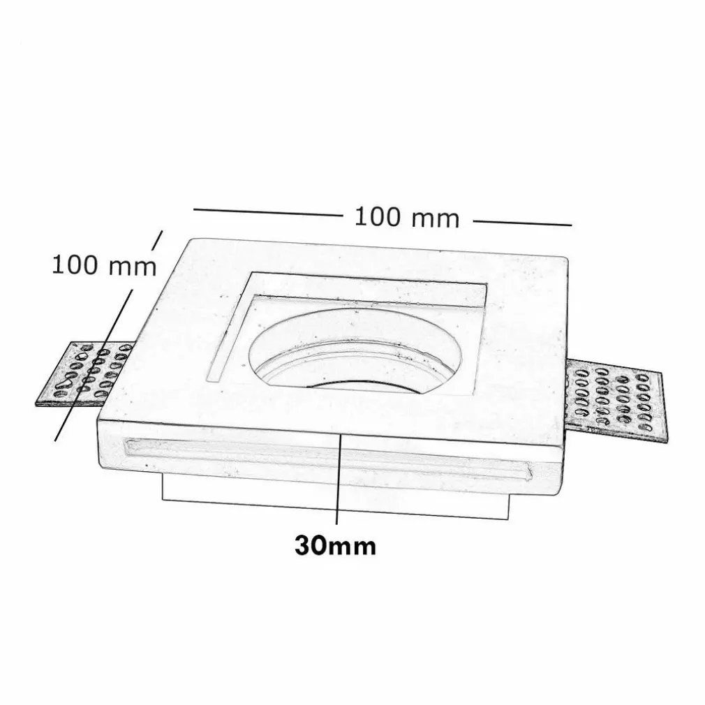 FARETTO SLIM GESSO SMART LED GU10 WIFI INCASSO QUADRATO RGB CCT ALEXA GOOGLE 10X10CM