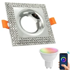 FARETTO SMART INCASSO QUADRATO BRILLANTINI LED 5W GU10 RGB WIFI ALEXA GOOGLE HOME