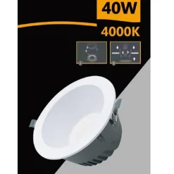 FARETTO SMD LED DA INCASSO ROTONDO 40 W 4000 LM LUCE BIANCA 6500K 4000K GL-AG40