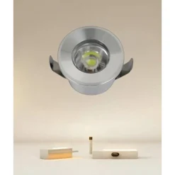 FARETTO 1W LED INCASSO A SOFFITTO IP20 ARGENTO MINI SPOT SEGNAPASSI LUCE CALDA 00267