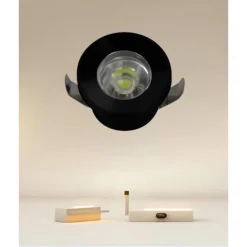 FARETTO 1W LED INCASSO A SOFFITTO IP20 NERO MINI SPOT SEGNAPASSI LUCE FREDDA 00281