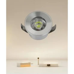 FARETTO 1W LED INCASSO A SOFFITTO IP20 ARGENTO MINI SPOT SEGNAPASSI LUCE NATURALE 00250