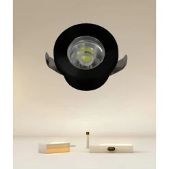 FARETTO 1W LED INCASSO A SOFFITTO IP20 NERO MINI SPOT SEGNAPASSI LUCE CALDA 00304