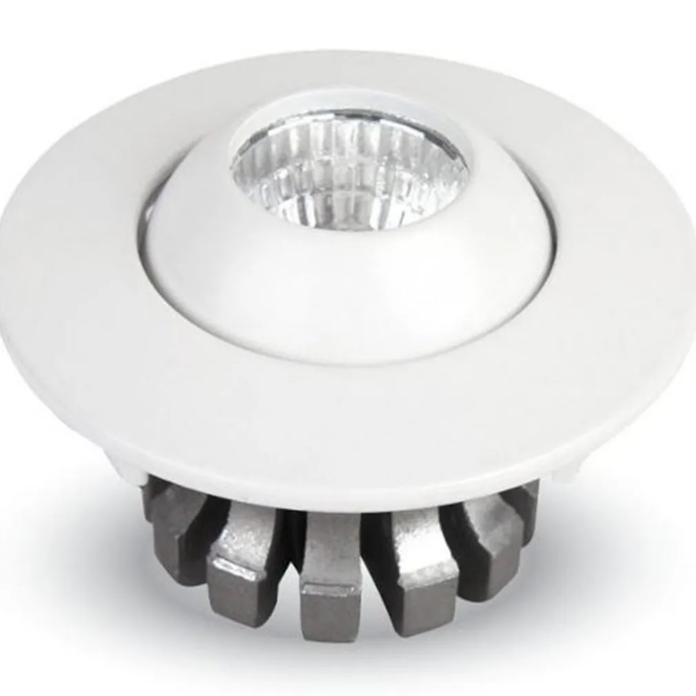 FARETTO 3W ORIENTABILE TONDO DA INCASSO BIANCO LUCIDO CON ALETTE PER CARTONGESSO