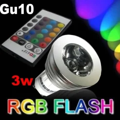 FARO RGB LAMPADA FARETTO GU10 MULTICOLORE 3W LED TELECOMANDO CROMOTERAPIA