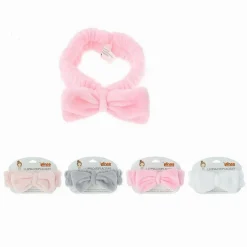 FASCIA CAPELLI DOCCIA SHAMPOO TRUCCO SPUGNA CON FIOCCO COLORATO 4 COLORI 10752