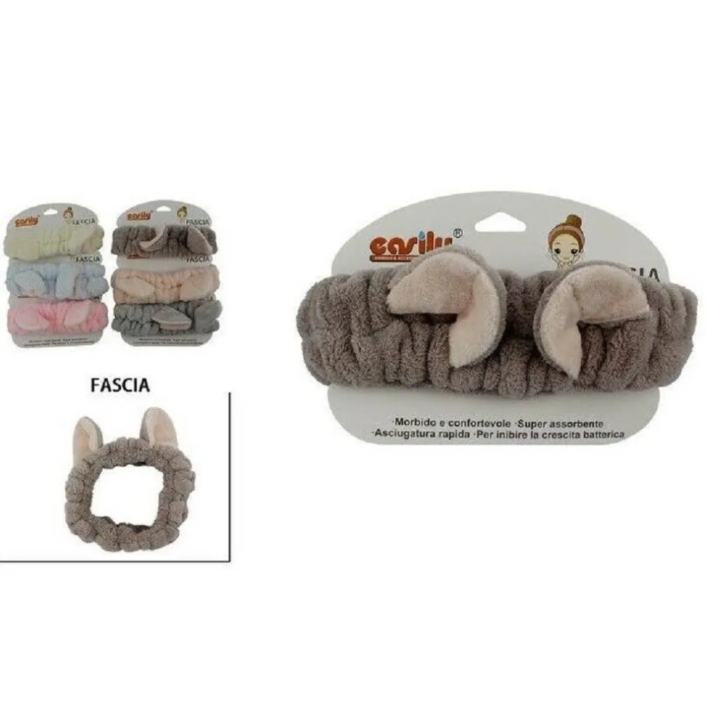FASCIA CAPELLI DOCCIA SHAMPOO ASCIUGAMANO SPUGNA FIOCCO ORECCHIE ANIMALE 69506