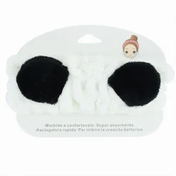 FASCIA CAPELLI DOCCIA SHAMPOO TRUCCO ASCIUGAMANO SPUGNA CON ORECCHIE PANDA 10731
