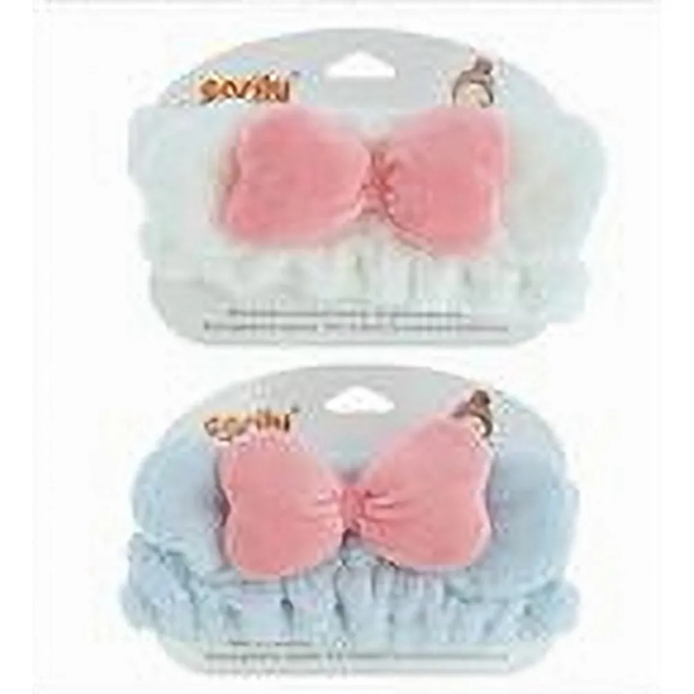 FASCIA CAPELLI DOCCIA SHAMPOO TRUCCO SPUGNA CON ORECCHIE FIOCCO 3 COLORI 10739