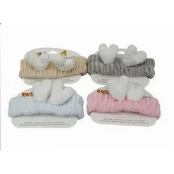 FASCIA PER CAPELLI DOCCIA SHAMPOO TRUCCO SPUGNA ORECCHIE A CUORI 4 COLORI 79299