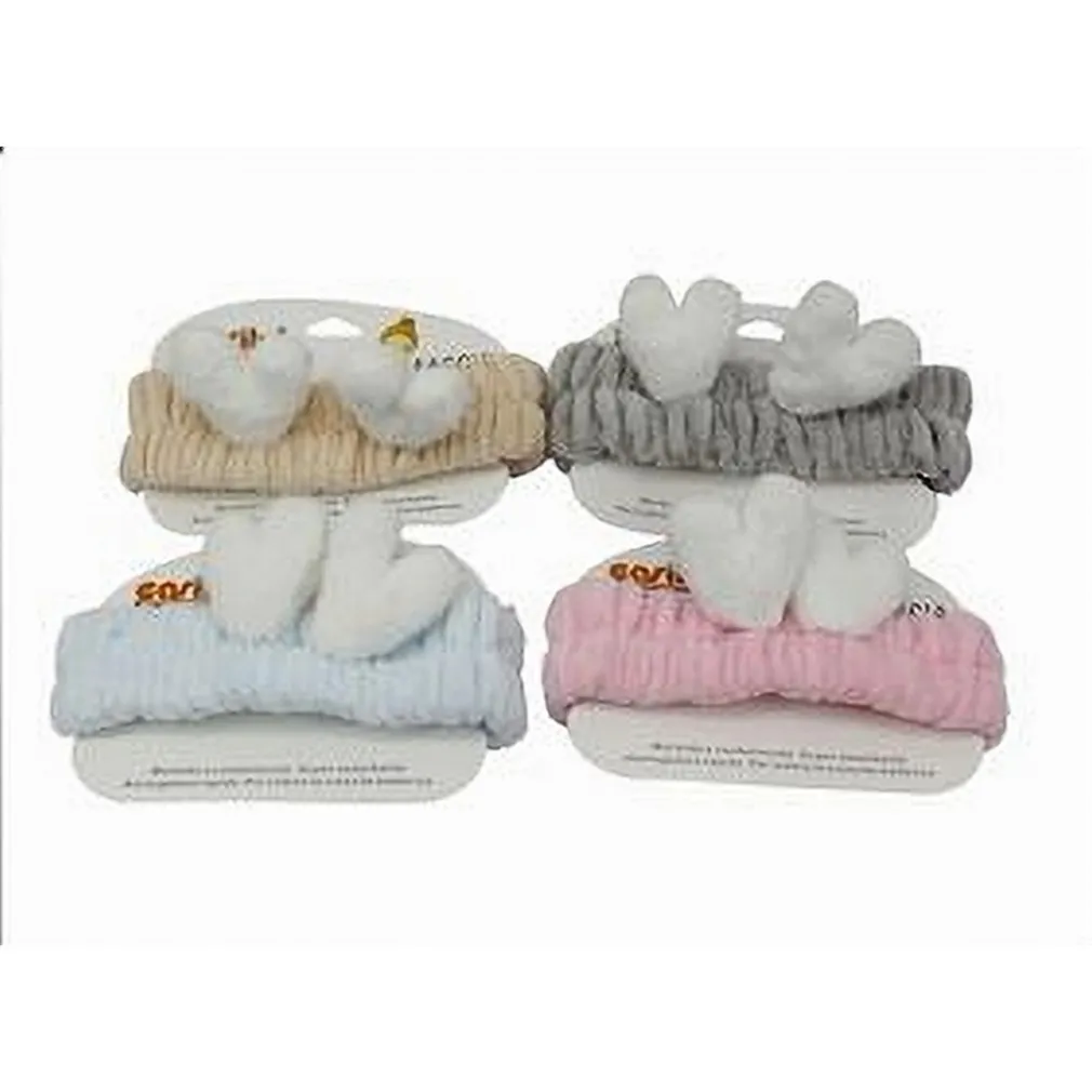 FASCIA PER CAPELLI DOCCIA SHAMPOO TRUCCO SPUGNA ORECCHIE A CUORI 4 COLORI 79299