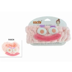 FASCIA PER CAPELLI DOCCIA SHAMPOO TRUCCO SPUGNA CON DESIGN FACCIA 3 COLORI 10735