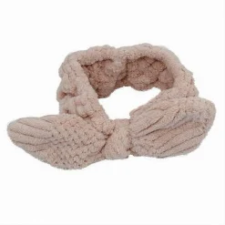 FASCIA PER CAPELLI DOCCIA SHAMPOO TRUCCO SPUGNA CON FIOCCO ANNODATO ROSA 79613