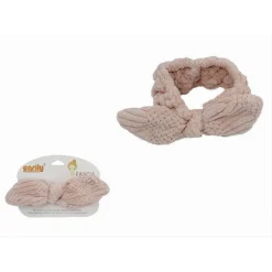 FASCIA PER CAPELLI DOCCIA SHAMPOO TRUCCO SPUGNA CON FIOCCO ANNODATO ROSA 79613