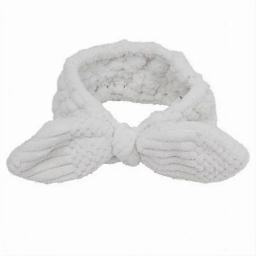 FASCIA PER CAPELLI DOCCIA SHAMPOO TRUCCO SPUGNA CON FIOCCO ANNODATO BIANCO 79612