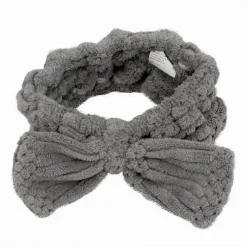 FASCIA PER CAPELLI DOCCIA SHAMPOO ASCIUGAMANO TRUCCO SPUGNA FIOCCO GRIGIO 79623