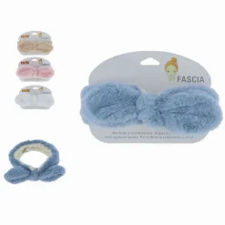 FASCIA PER CAPELLI DOCCIA SHAMPOO TRUCCO IN SPUGNA FIOCCO PELOSO 4 COLORI 87251