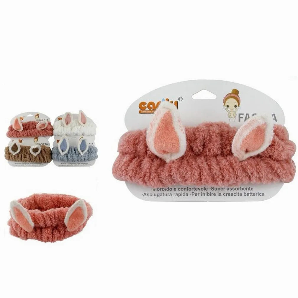 FASCIA PER CAPELLI DOCCIA SHAMPOO TRUCCO IN SPUGNA CON ORECCHIE ANIMALETTO 59688