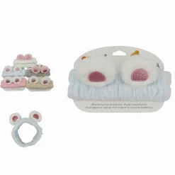 FASCIA PER CAPELLI DOCCIA SHAMPOO TRUCCO SPUGNA CON ORECCHIE ORSO PELOSE 79295