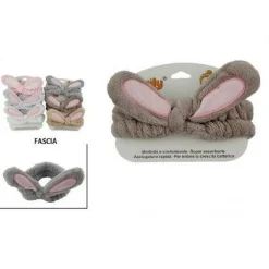 FASCIA PER CAPELLI DOCCIA SHAMPOO SPUGNA FIOCCO ORECCHIE VARI COLORI 69502