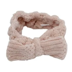 FASCIA PER CAPELLI DOCCIA SHAMPOO ASCIUGAMANO TRUCCO SPUGNA FIOCCO ROSA 79619