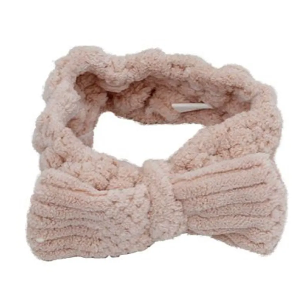 FASCIA PER CAPELLI DOCCIA SHAMPOO ASCIUGAMANO TRUCCO SPUGNA FIOCCO ROSA 79619