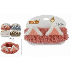 FASCIA PER CAPELLI DOCCIA SHAMPOO TRUCCO SPUGNA ORECCHIE ANIMALE 4 COLORI 59687