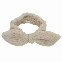 FASCIA PER CAPELLI DOCCIA SHAMPOO TRUCCO SPUGNA CON FIOCCO ANNODATO BEIGE 79615