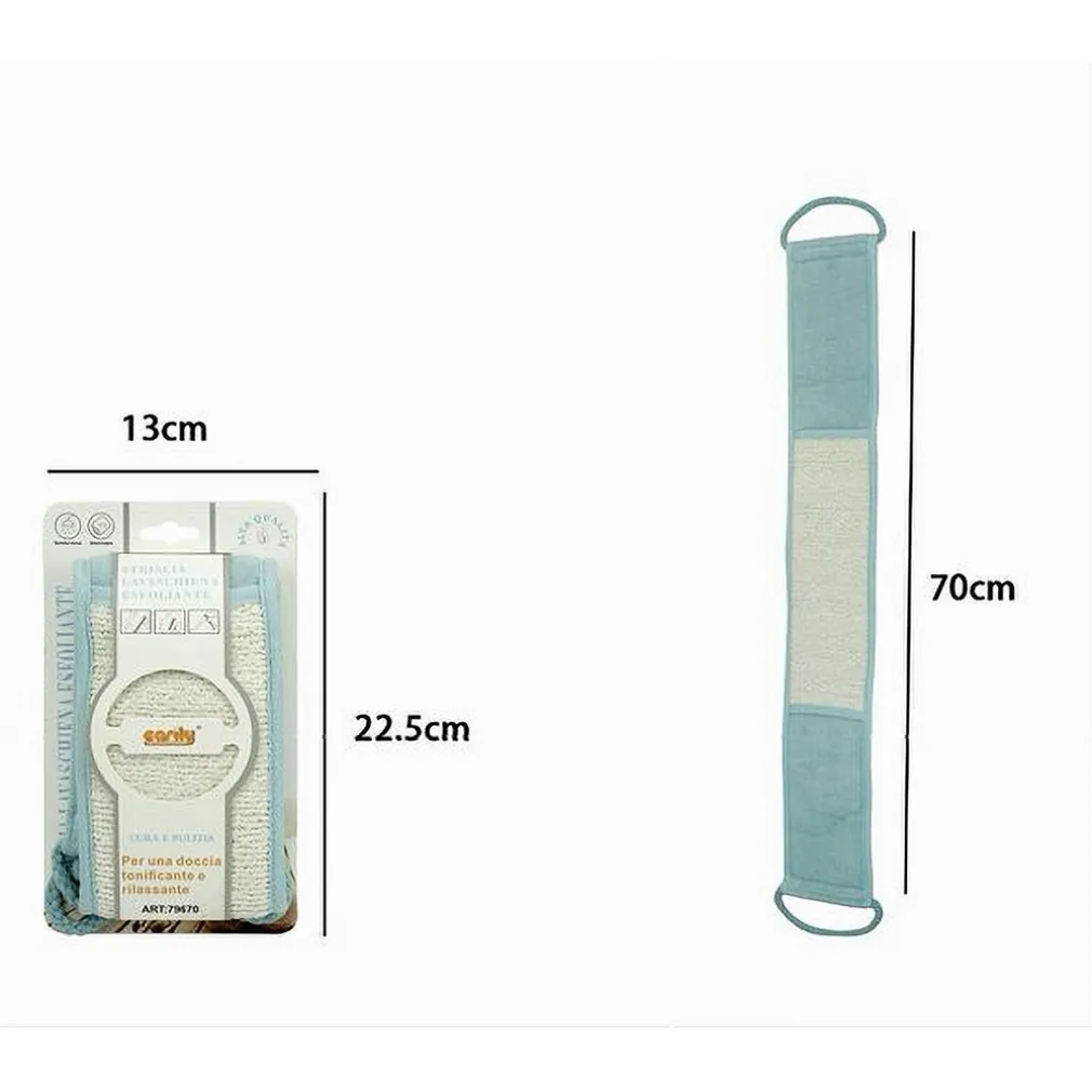 FASCIA SPUGNA LAVASCHIENA ESFOLIANTE BAGNO DOCCIA STRISCIA LAVA SCHIENA AZZURRO 79670