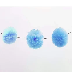 FESTONE AZZURRO 6 PON PON 20CMX4M FIORI COMPLEANNI MATRIMONIO NASCITA BATTESIMO FESTE