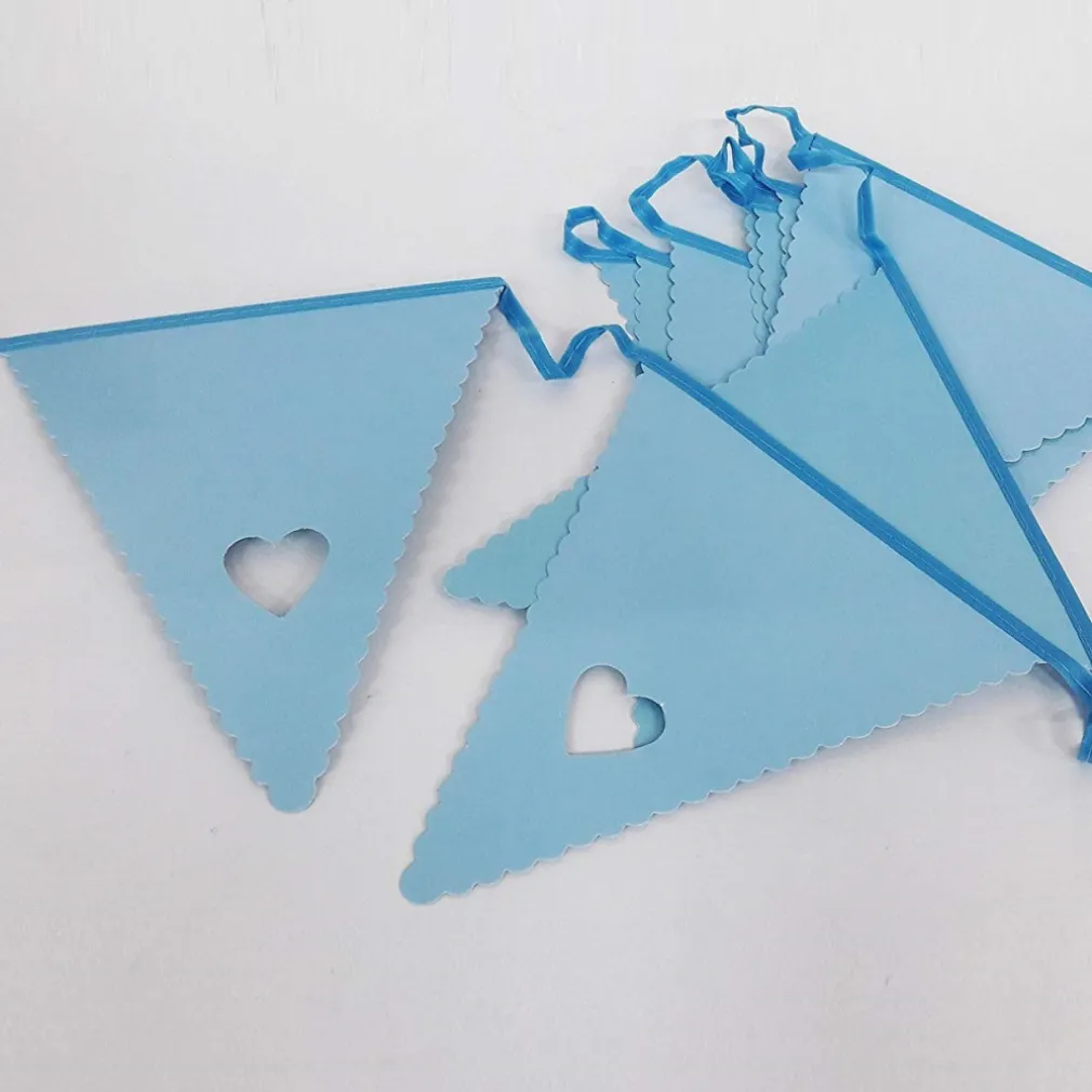 FESTONE AZZURRO CUORE 12 BANDIERINE COMPLEANNI MATRIMONIO NASCITA BATTESIMO