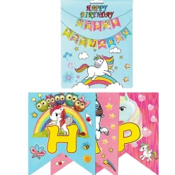 FESTONE CARTA HAPPY BIRTHDAY UNICORNO BANDIERINE 13 LETTERE CC39743 GHIRLANDA